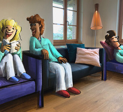 Sofa mit Pflegenden im allani Kinderhospiz